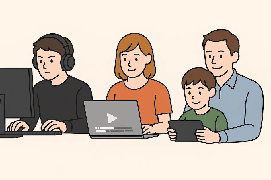 10Gbpsの光ファイバー接続を必要とする可能性のある人々のイラスト