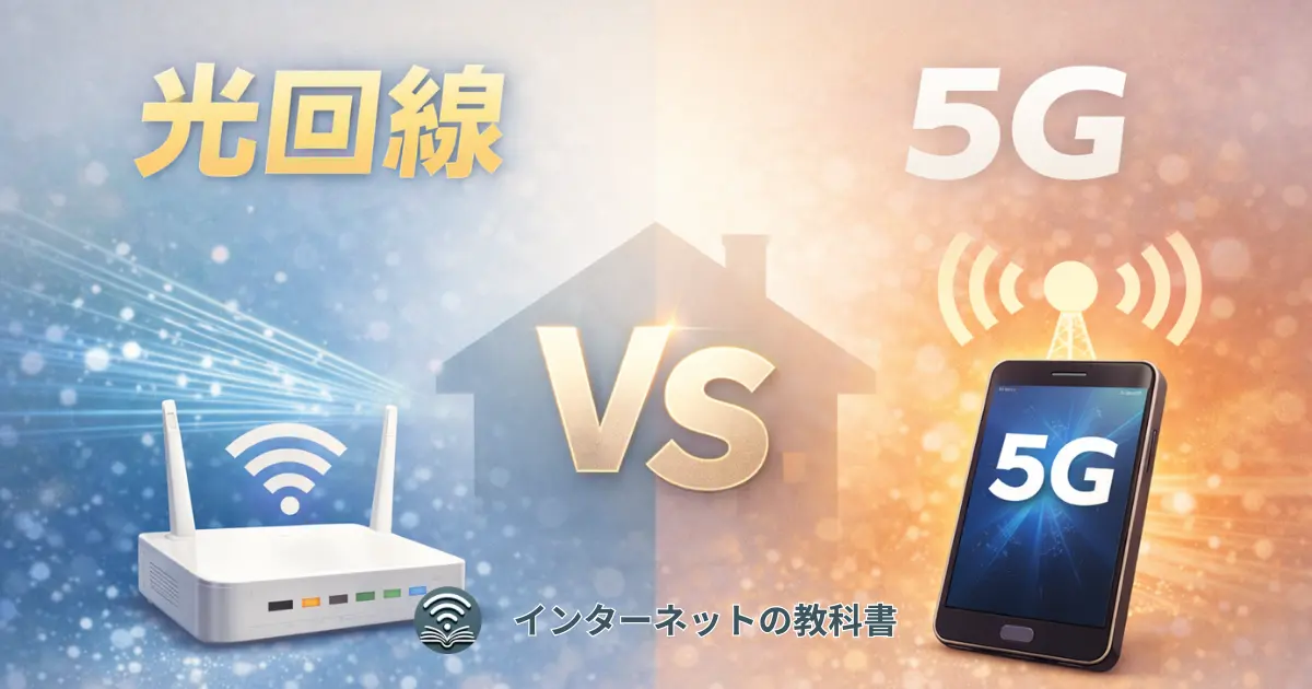 光回線と5Gを比較したイメージ図