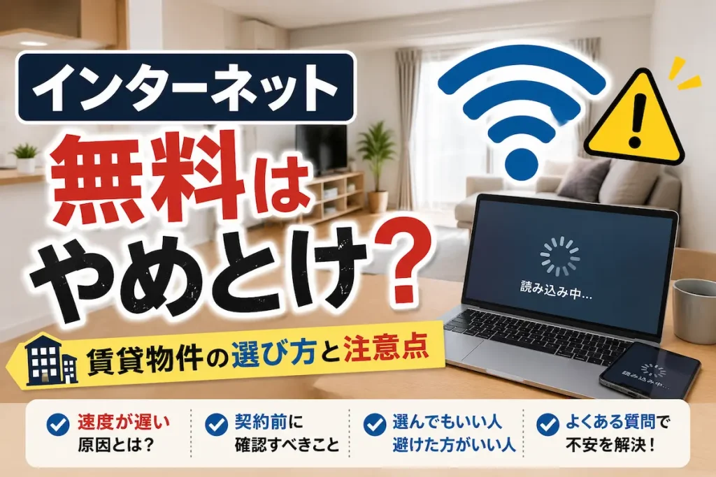 インターネット無料はやめとけ？賃貸物件選びで後悔しないための注意点と確認ポイント