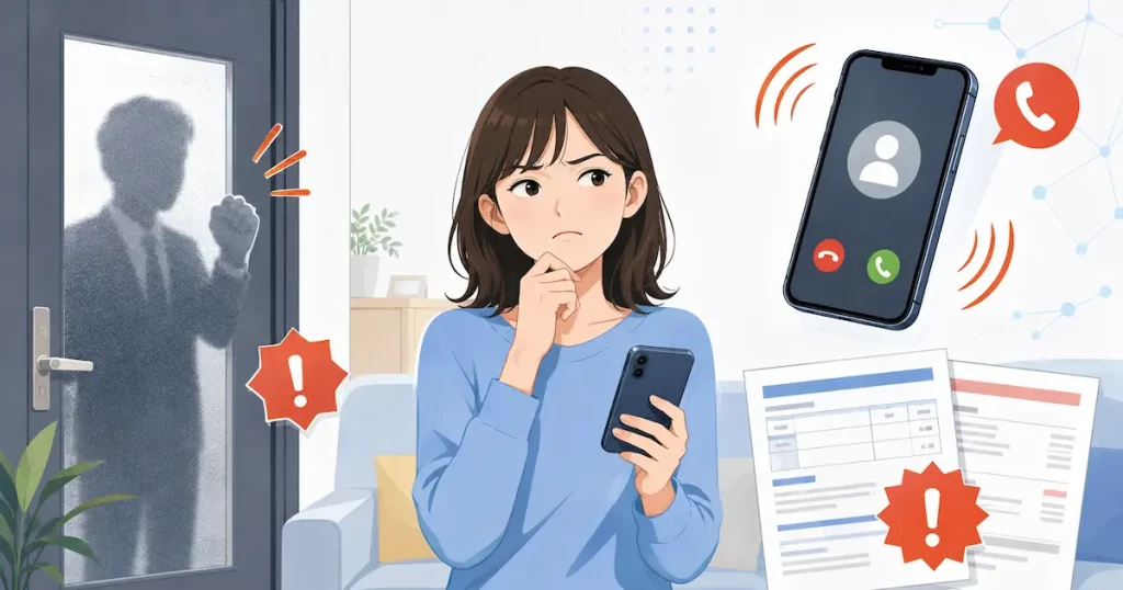 光回線の訪問営業や電話勧誘に困る女性